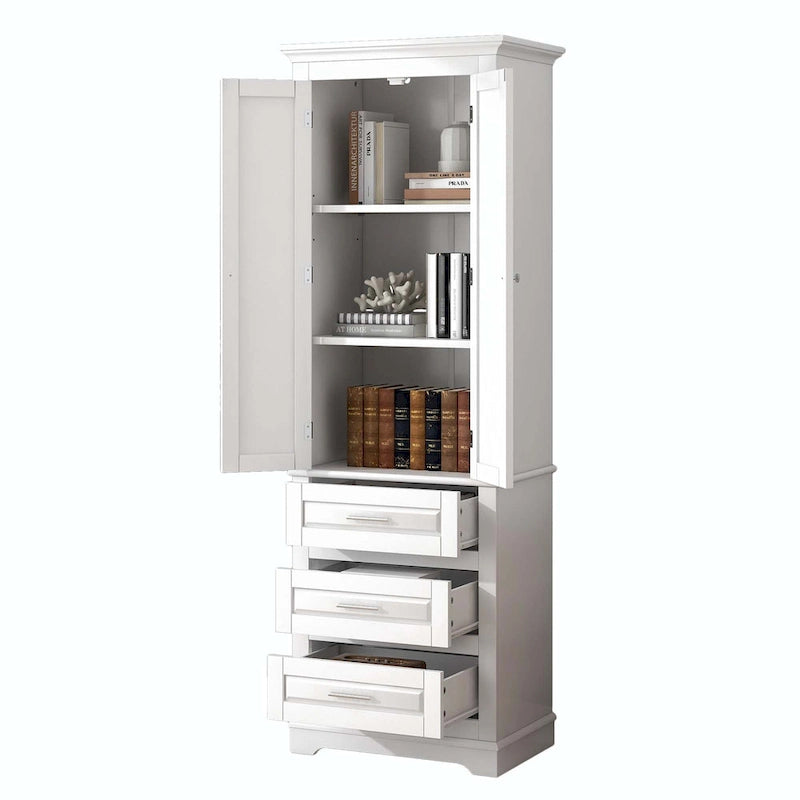 Armoire de rangement haute pour salle de bain avec trois tiroirs
