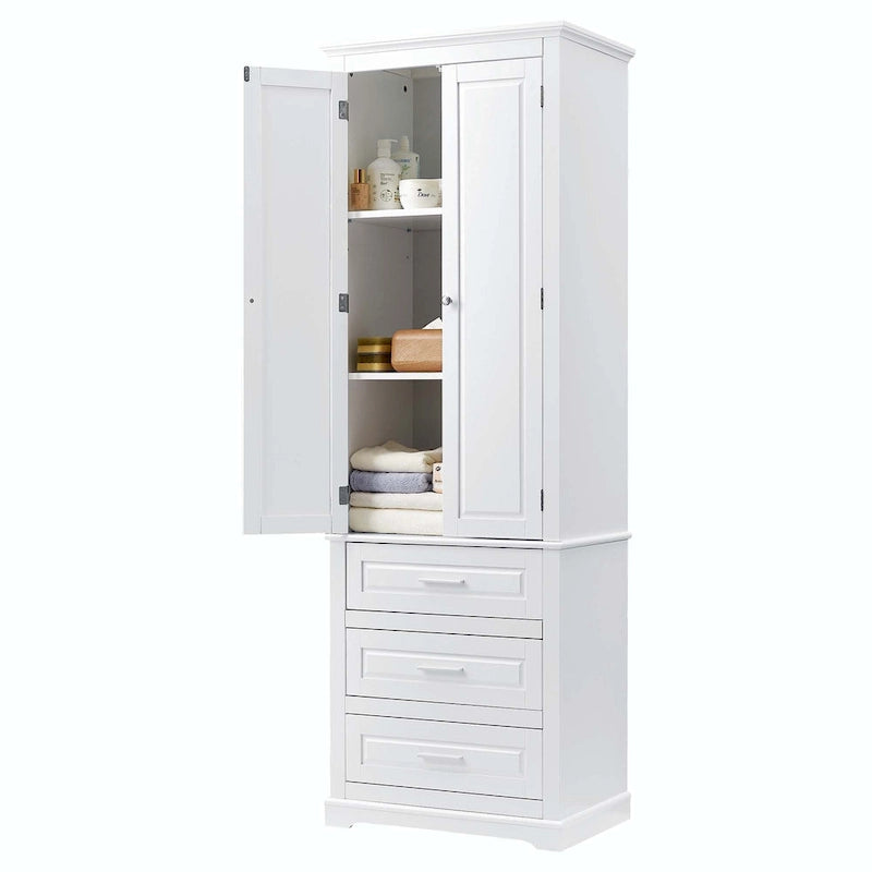 Armoire de rangement haute pour salle de bain avec trois tiroirs