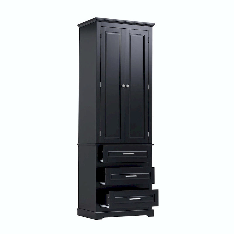 Armoire de rangement haute pour salle de bain avec trois tiroirs
