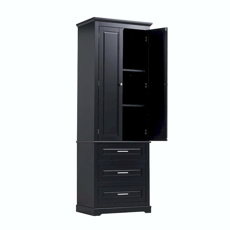 Armoire de rangement haute pour salle de bain avec trois tiroirs