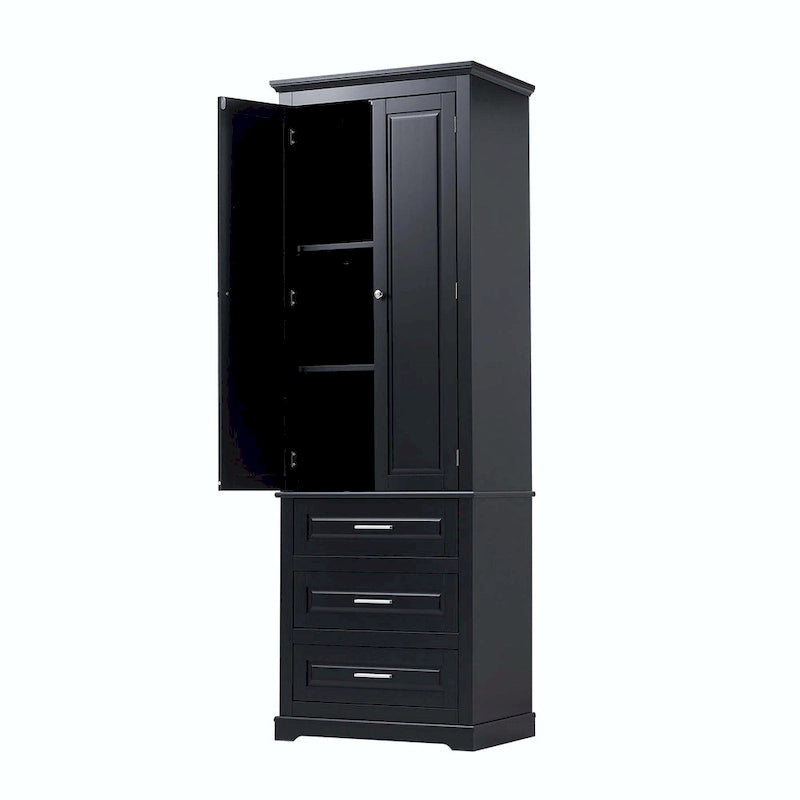 Armoire de rangement haute pour salle de bain avec trois tiroirs