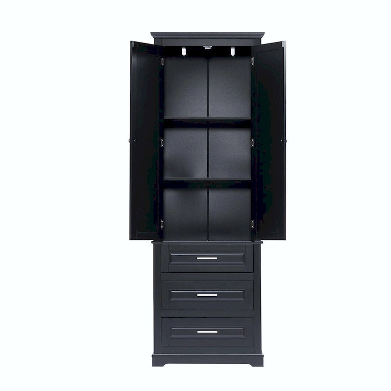 Armoire de rangement haute pour salle de bain avec trois tiroirs