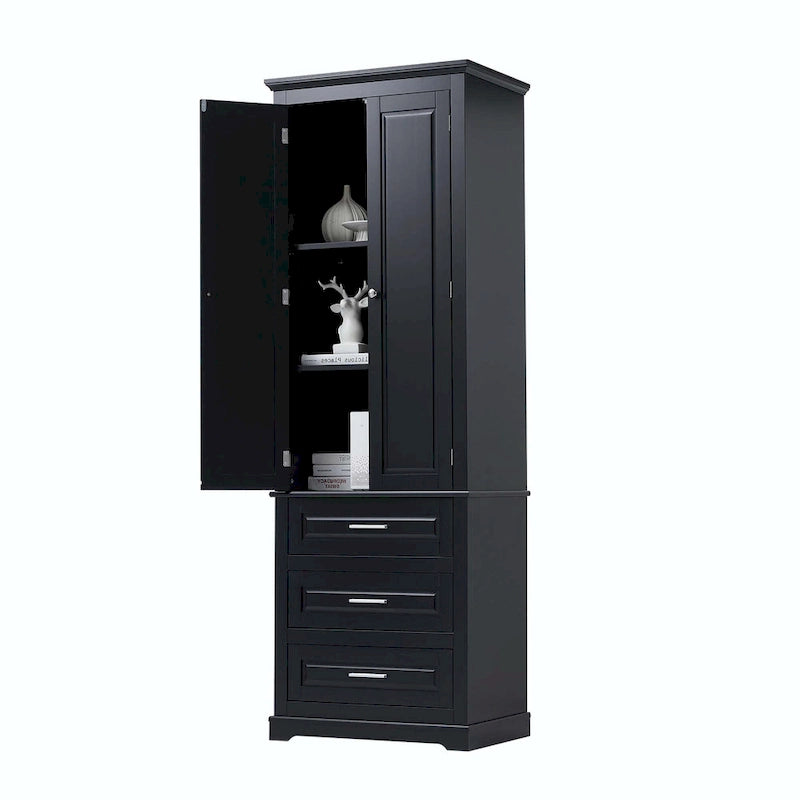 Armoire de rangement haute pour salle de bain avec trois tiroirs