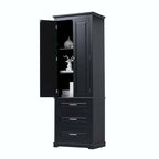Armoire de rangement haute pour salle de bain avec trois tiroirs