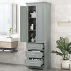 Armoire de rangement haute pour salle de bain avec trois tiroirs