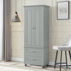 Armoire de rangement haute en bois, moderne et minimaliste, pour salle de bain, avec dispositif anti-basculement