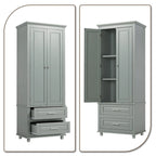 Armoire de rangement haute en bois, moderne et minimaliste, pour salle de bain, avec dispositif anti-basculement