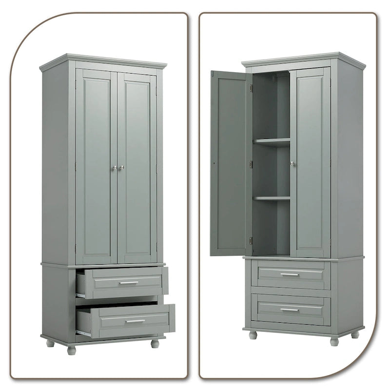Armoire de rangement haute en bois, moderne et minimaliste, pour salle de bain, avec dispositif anti-basculement