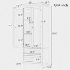 Armoire de rangement haute en bois, moderne et minimaliste, pour salle de bain, avec dispositif anti-basculement