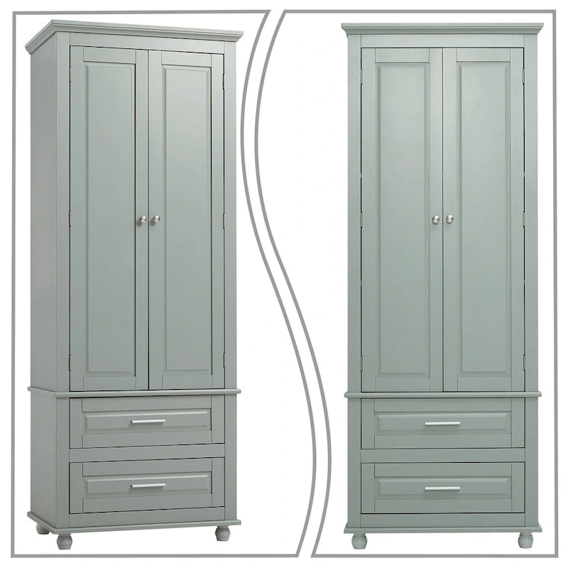 Armoire de rangement haute en bois, moderne et minimaliste, pour salle de bain, avec dispositif anti-basculement