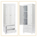 Armoire de rangement haute en bois, moderne et minimaliste, pour salle de bain, avec dispositif anti-basculement