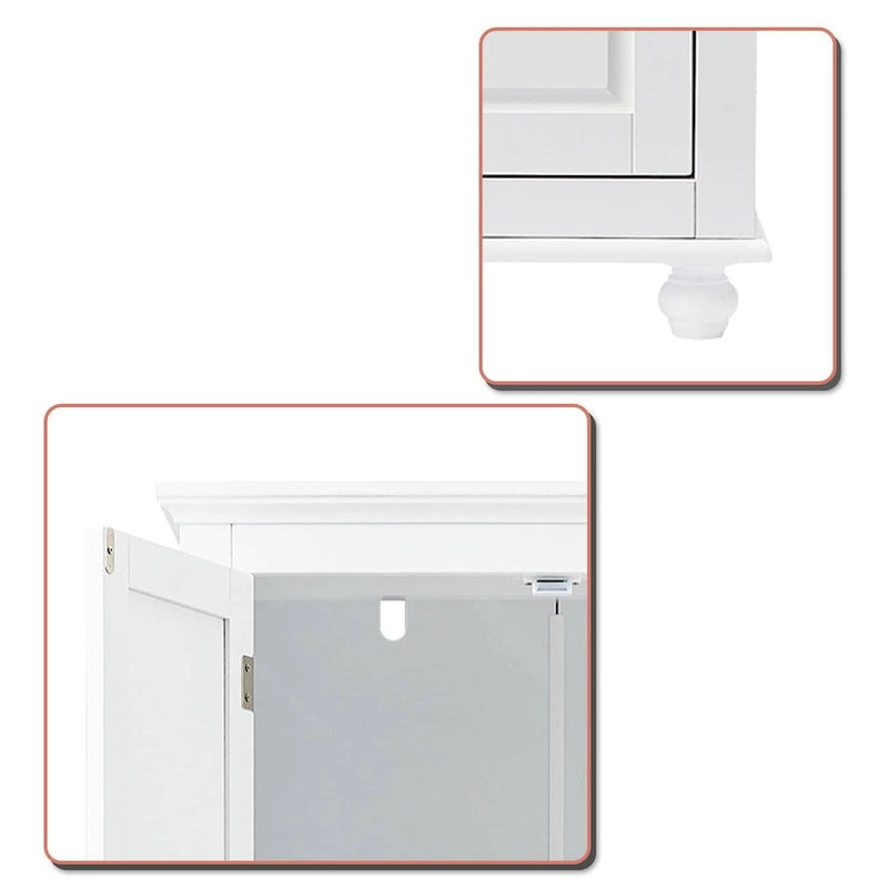 Armoire de rangement haute en bois, moderne et minimaliste, pour salle de bain, avec dispositif anti-basculement