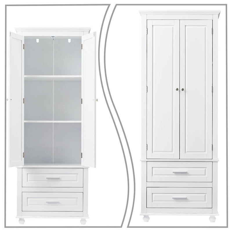 Armoire de rangement haute en bois, moderne et minimaliste, pour salle de bain, avec dispositif anti-basculement
