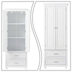 Armoire de rangement haute en bois, moderne et minimaliste, pour salle de bain, avec dispositif anti-basculement