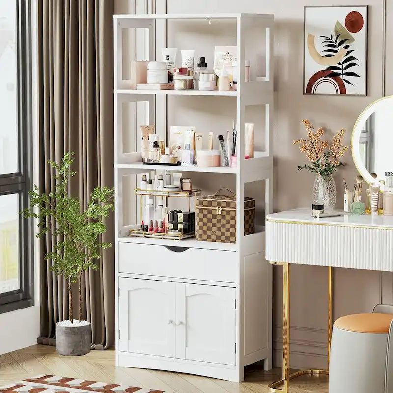 Armoire de rangement de salle de bain 64H, colonne de rangement pour linge autoportante