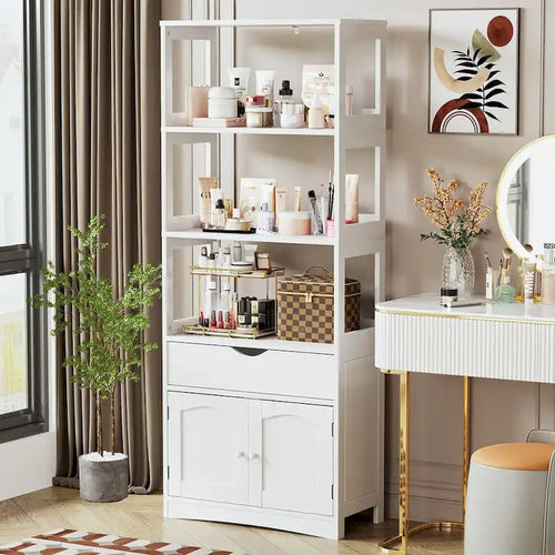Armoire de rangement de salle de bain 64H, colonne de rangement pour linge autoportante