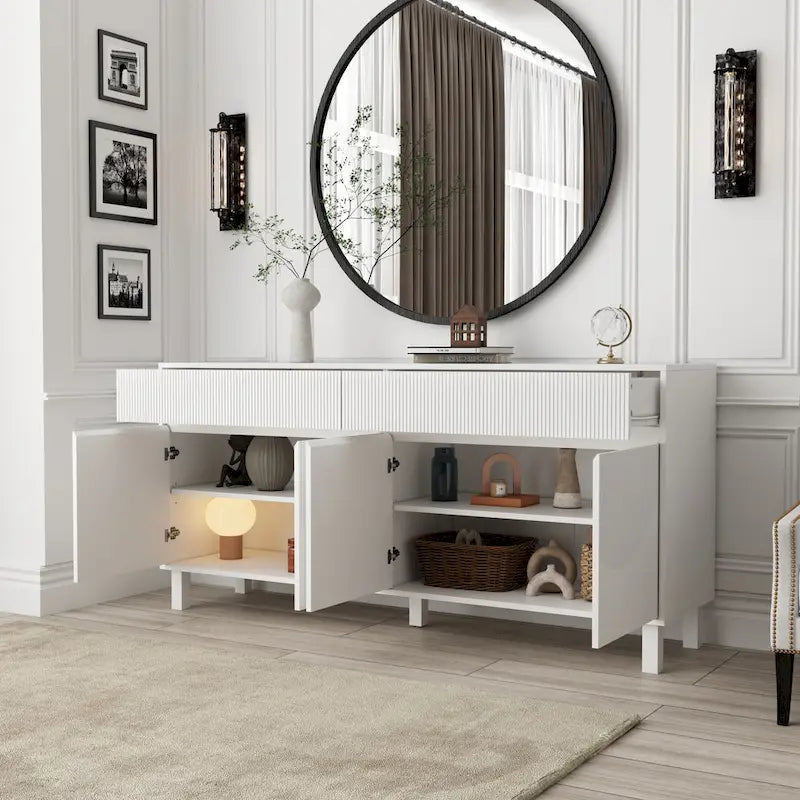 Buffet bibliothèque/vitrine laquée 63W - Rangement polyvalent pour la maison