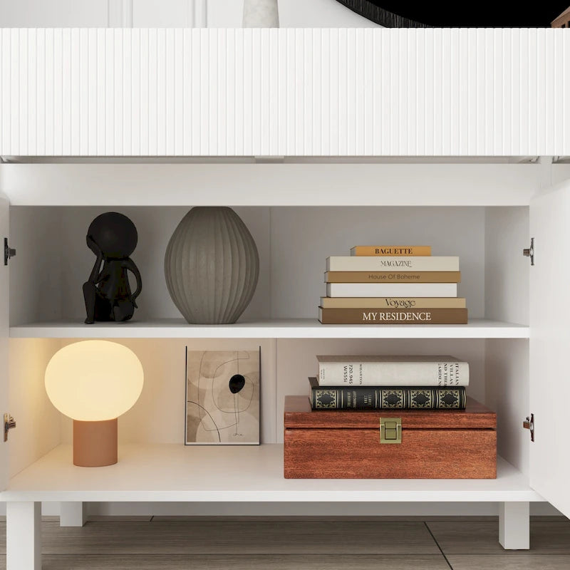 Buffet bibliothèque/vitrine laquée 63W - Rangement polyvalent pour la maison