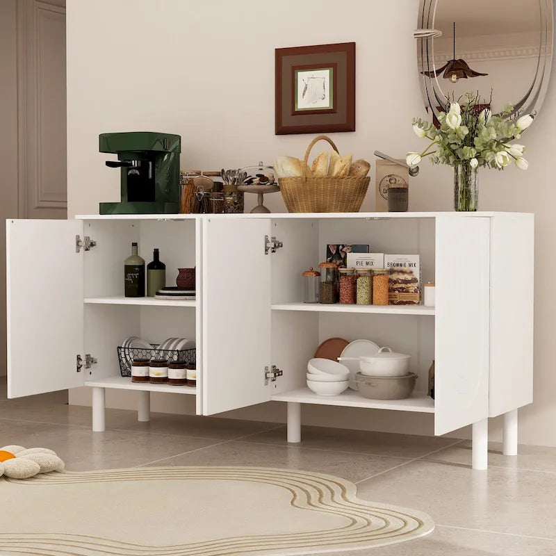 Buffet/bibliothèque/meuble de cuisine/crédence/table d'appoint en MDF blanc