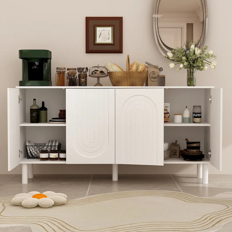 Buffet/bibliothèque/meuble de cuisine/crédence/table d'appoint en MDF blanc