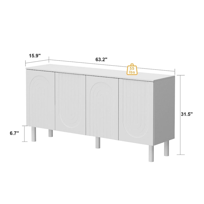 Buffet/bibliothèque/meuble de cuisine/crédence/table d'appoint en MDF blanc