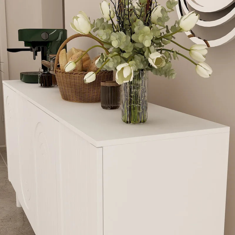 Buffet/bibliothèque/meuble de cuisine/crédence/table d'appoint en MDF blanc