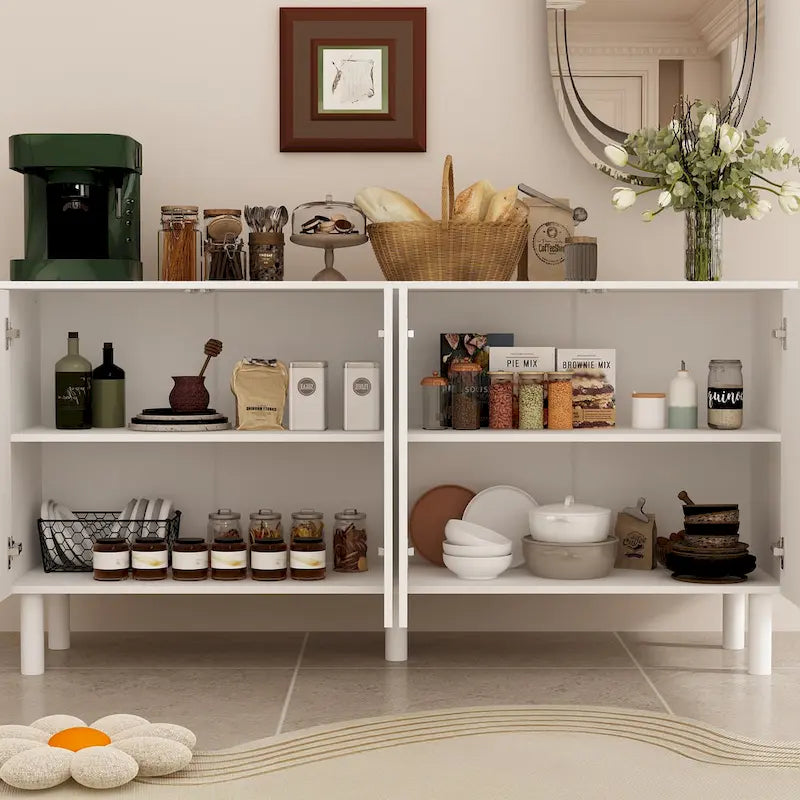 Buffet/bibliothèque/meuble de cuisine/crédence/table d'appoint en MDF blanc