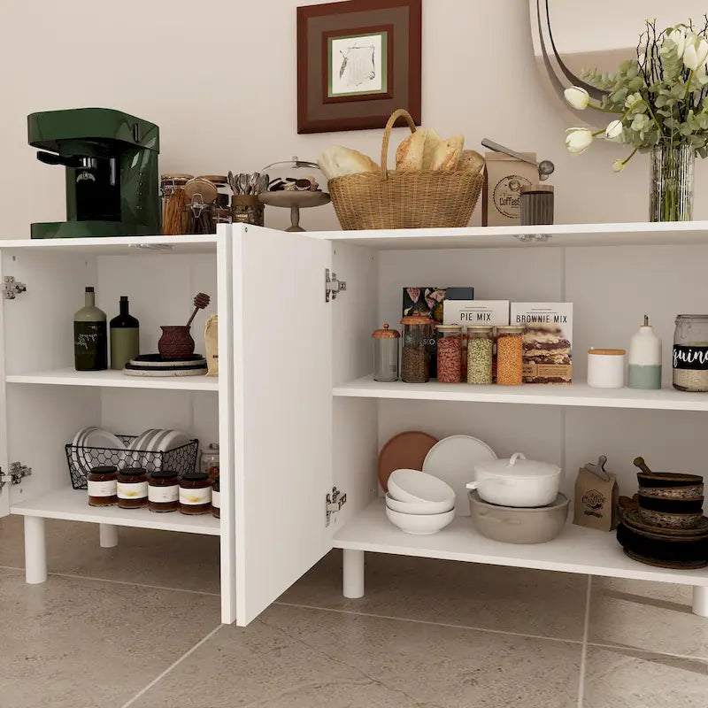 Buffet/bibliothèque/meuble de cuisine/crédence/table d'appoint en MDF blanc
