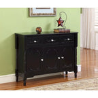 Buffet console en bois massif finition noire avec tiroirs de rangement