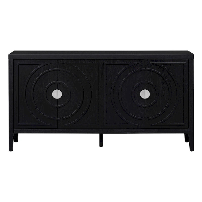 Porte de buffet avec poignée de porte ronde en métal à motif rainuré circulaire - Non applicable