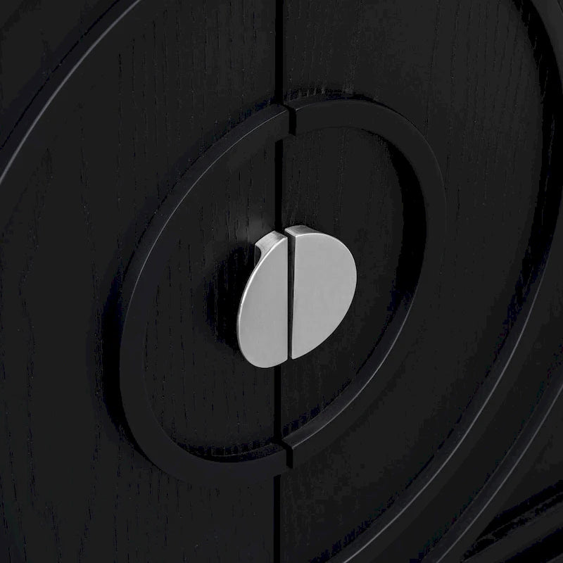 Porte de buffet avec poignée de porte ronde en métal à motif rainuré circulaire - Non applicable