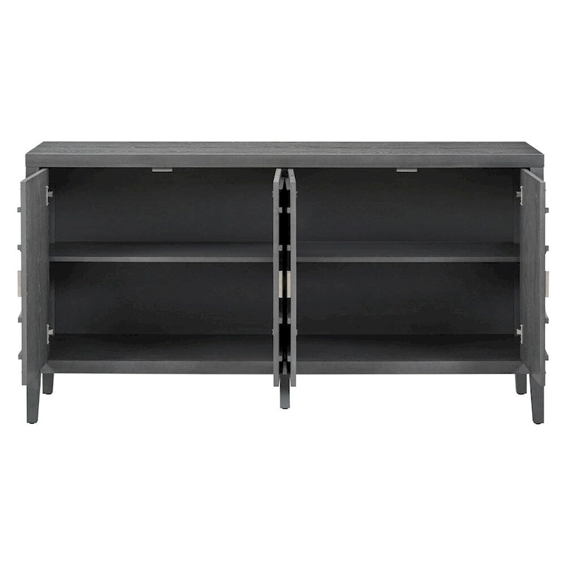 Porte de buffet avec poignée de porte ronde en métal à motif rainuré circulaire - Non applicable