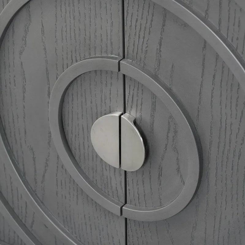 Porte de buffet avec poignée de porte ronde en métal à motif rainuré circulaire - Non applicable