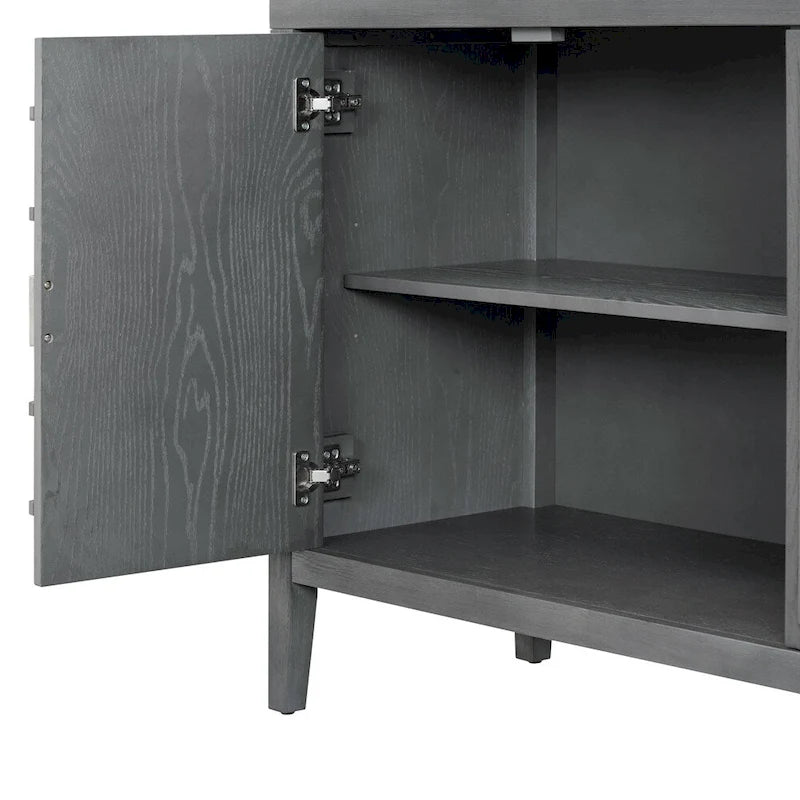 Porte de buffet avec poignée de porte ronde en métal à motif rainuré circulaire - Non applicable