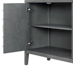 Porte de buffet avec poignée de porte ronde en métal à motif rainuré circulaire - Non applicable