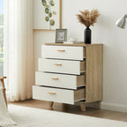 Armoire latérale de rangement moderne blanche avec poignées en bois massif et tiroir