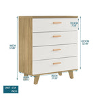 Armoire latérale de rangement moderne blanche avec poignées en bois massif et tiroir