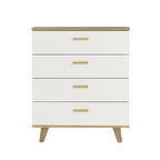 Armoire latérale de rangement moderne blanche avec poignées en bois massif et tiroir