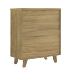 Armoire latérale de rangement moderne blanche avec poignées en bois massif et tiroir