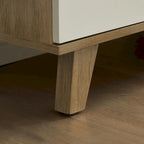 Armoire latérale de rangement moderne blanche avec poignées en bois massif et tiroir