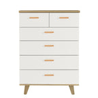 Armoire latérale de rangement moderne blanche avec poignées en bois massif et tiroir
