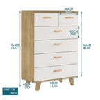 Armoire latérale de rangement moderne blanche avec poignées en bois massif et tiroir