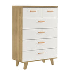 Armoire latérale de rangement moderne blanche avec poignées en bois massif et tiroir