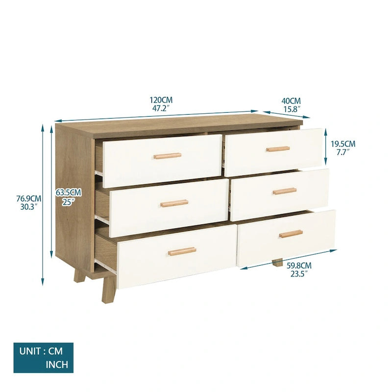 Armoire latérale de rangement moderne blanche avec poignées en bois massif et tiroir