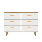 Armoire latérale de rangement moderne blanche avec poignées en bois massif et tiroir