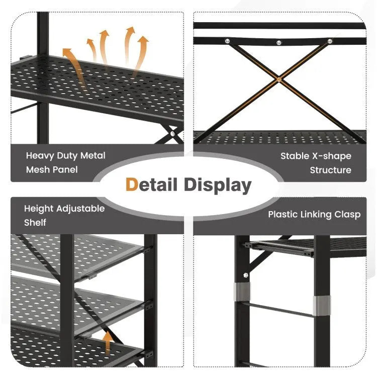 Étagères réglables à 5 niveaux avec roulettes pour garage, cuisine ou balcon - 30 x 13,5 x 60