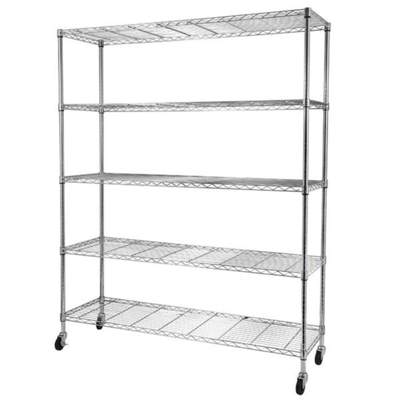 Étagère à 5 niveaux en fil d'acier avec roulettes - (59,06 x 17,72 x 70,87)
