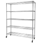 Étagère à 5 niveaux en fil d'acier avec roulettes - (59,06 x 17,72 x 70,87)