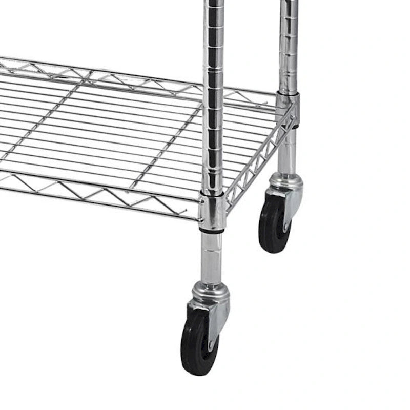 Étagère à 5 niveaux en fil d'acier avec roulettes - (59,06 x 17,72 x 70,87)