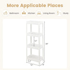 Lot de 2 chariots de rangement fins détachables à 4 niveaux avec trous de drainage pour petits espaces - Blanc - 14 x 9 x 39 (L x l x H)